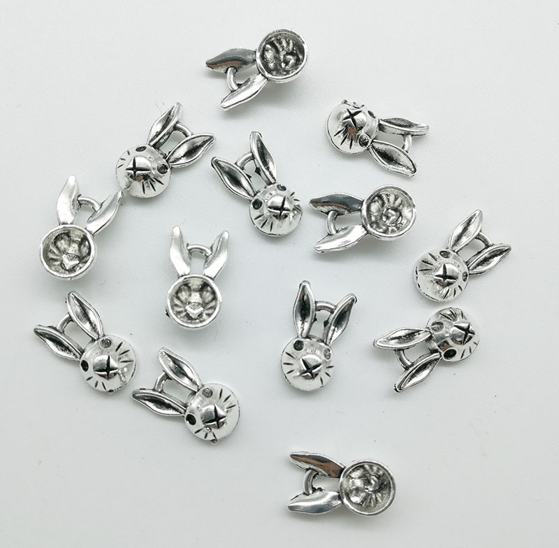 30~300pcs Rabbit Head Alloy Charms Pendants DIY Jewelry Accessories 14 ...