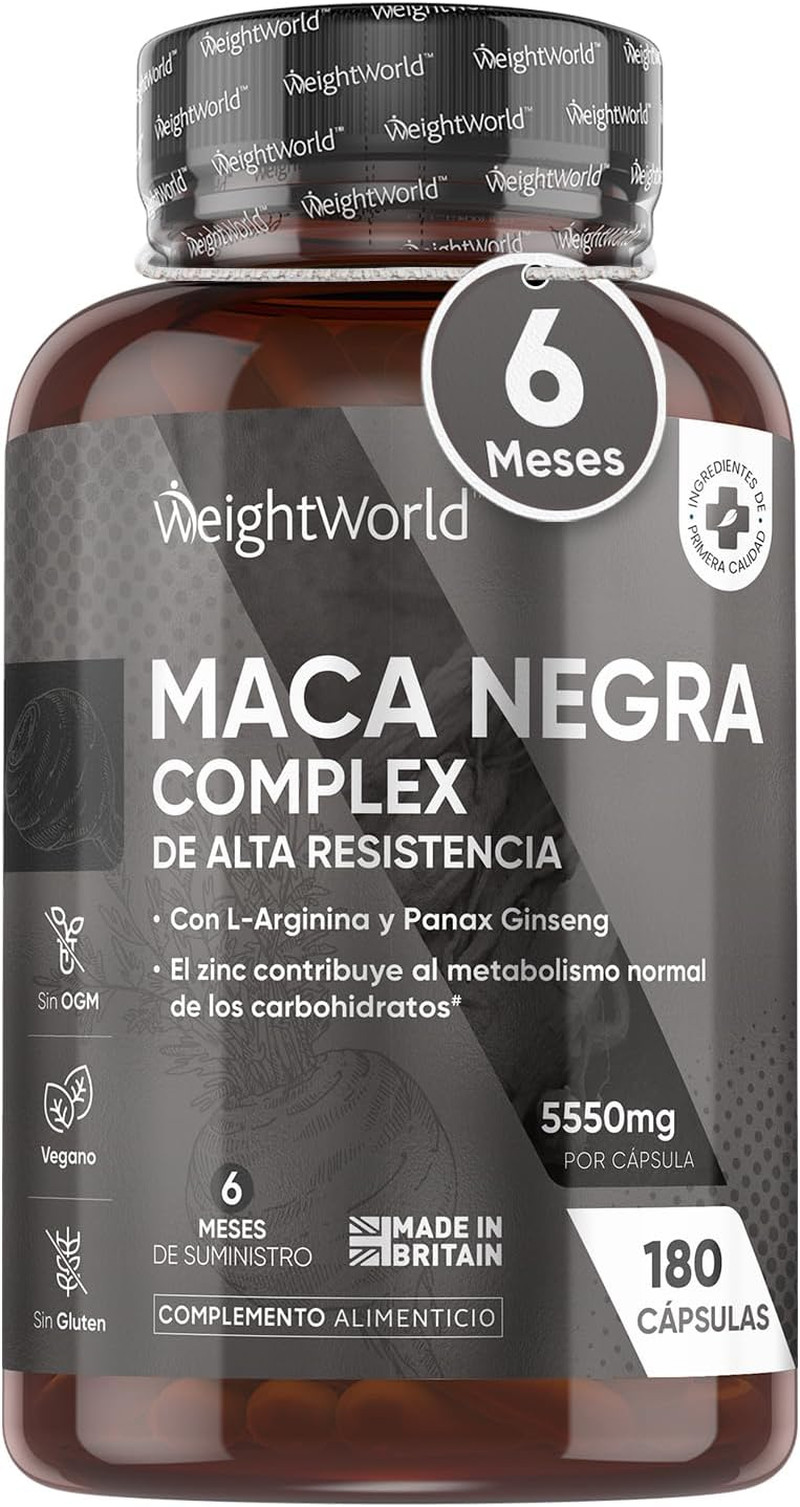 Maca Negra y Amarilla Andina Complex 5550mg de Potencia. Con Zinc, L-Arginina..