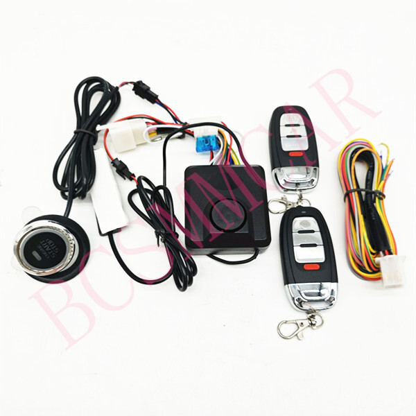 Motorcycle Ignition Switch PKE Engine Start Push Button Smart Key Starter Alarm
