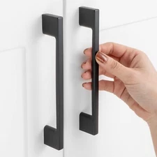 10 Pack Black Wide Foot Pull Handles 5" Hole Center for Drawer & Furniture