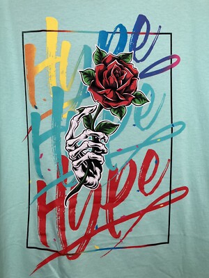 Mens XL Mint East X West Bailey Apparel HYPE Rainbow Rose Skeleton Hand