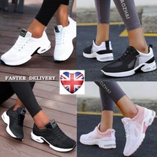 WOMENS LADIES RUNNING TRAINERS SPORTS SNEAKERS KNIT LACE UP COMFY GYM SHOES SIZE