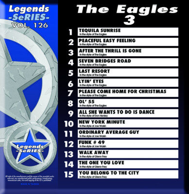 THE EAGLES LEGEND 15 Tracks Karaoke CDG #126 You Belong To The City,Lyin' Eyes+
