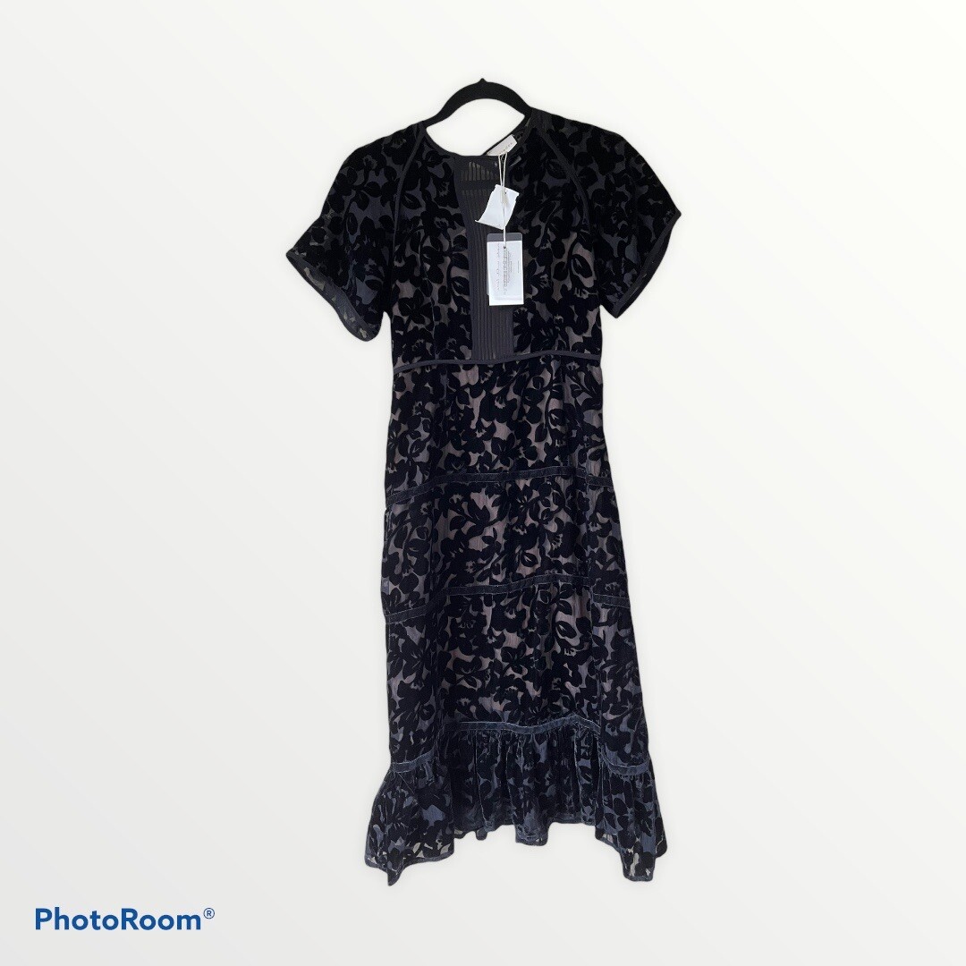 Velvet Embroidered Foxiedox Velvet Dress NWT Foxiedox 'Ingrid' Velvet Devor  A Line Midi Dress In Black
