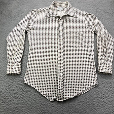 VTG Van Heusen Mens Long Sleeve Button Up Shirt Medium Vanknit Blue 70s Ss