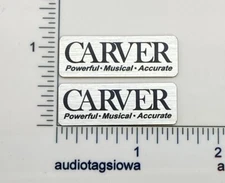 Carver Speaker Badges Powerful Musical Accurate Pair Custom Made Silver Aluminum