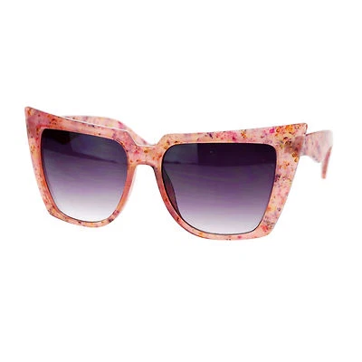 Super Surdimensionné Œil de Chat Lunettes Soleil Femmes Mode Floral Impressions - Photo 1/4