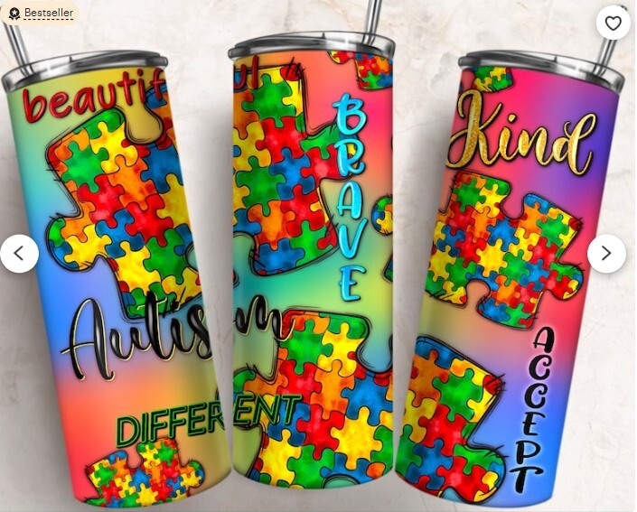 Be Different Autism Awareness tumbler 20oz Custom Sublimation