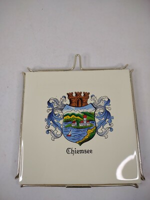 VTG Chiemsee Ceramic Tile Coat Of Arms 6x 6x .5'' Mandarbeit A. Wilhelm Germany