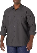 Red Kap Men's Industrial Long Sleeve Work Shirt, Charcoal