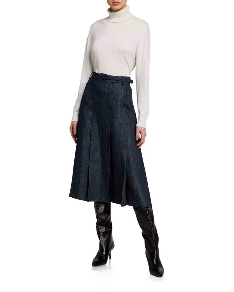 Сделанная на заказ джинсовая плиссированная трапециевидная рабочая карьерная дневная юбка плюс 1x-10x Y830 - Изображение 3 из 3