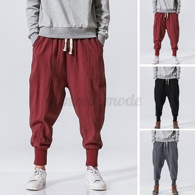 mens casual baggy harem pants