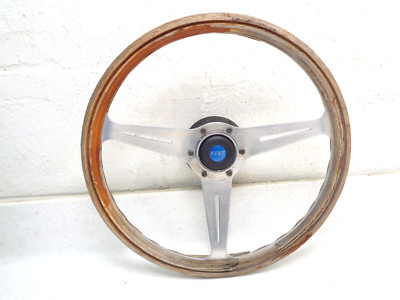 VINTAGE 1970'S 1980'S E. NARDI WOOD STEERING WHEEL W/FIAT HORN CAP ORIGINAL