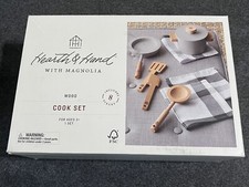 NIB Hearth Hand Magnolia Wooden Toy Kitchen Pot Pan 8 pieces Cook Set