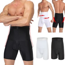 Men Compression Hi-Waist Boxer Shorts Tummy Girdle Slim Sauna Body Shaper Pants