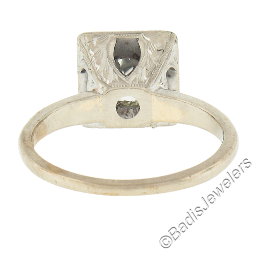 Antik Gold 0,87ct Altschliff Pave Diamant Handgravur Floral Verlobungsring - Bild 7 von 8