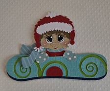 Snowboarding Peeker Boy Brown Hair. Scrapbook, Card Making Paper Piecing