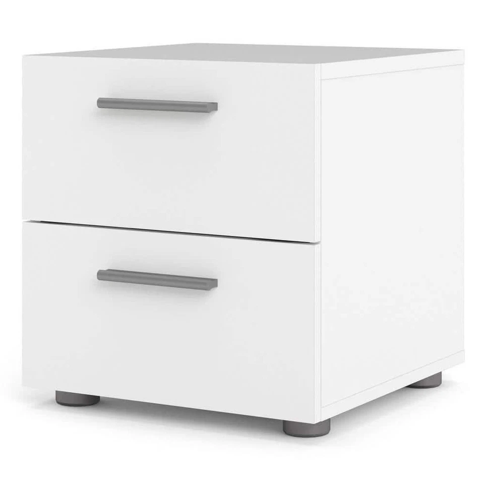 Mesita de noche Tvilum 15,75" W X 16,65" H, material de tablero de partículas de 2 cajones en blanco Foto 3 de 4