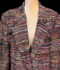 Vintage City Girl Sport Tweed Blazer Jacket Silk Metallic Lined Women’s Size 14