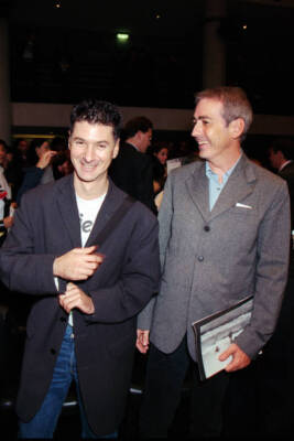 Singers Etienne Daho And Alain Chamfort Attend The Corinne Cobson - Old Photo