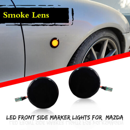 2x Amber LED Side Marker Turn Signal Lights For 1989-2015 Mazda MX-5 Mk1 Mk2 Mk3 - Picture 2 of 11