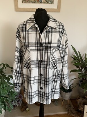 Overshirt Zara Black And White Check Jacket Zara Checked Black
