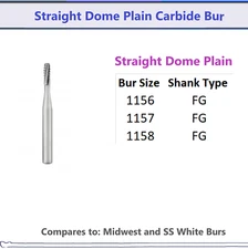 AMGoods Dental Straight Dome Plain Carbide Bur FG #1156 #1157, #1158, # Pkg/5/10