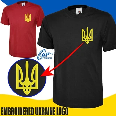 AF MERCH Stand With Ukraine Embroidered T-shirt Ukraine Slogan Public Support Humanity