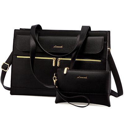 Laptop Bag for Women 15.6 Inch Laptop Tote Work Bag Professional Leather Comp...