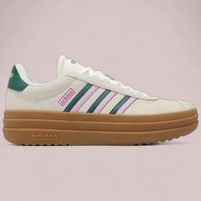 Size 9 - Adidas VL Court Bold Off White / Collegiate Green / Lilac / Gum Women's