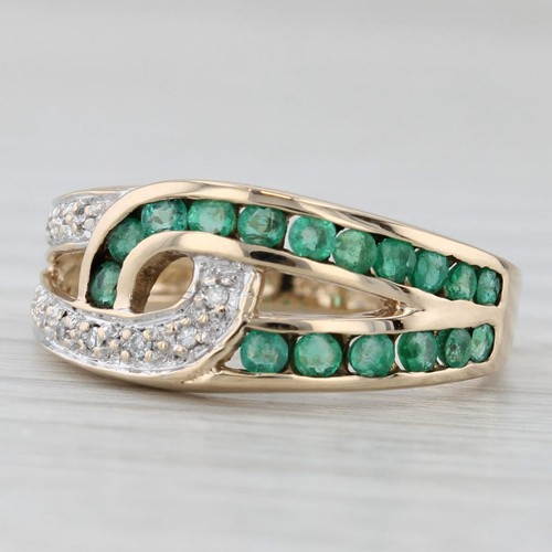 0.50ctw Emerald Diamond Knot Ring 10k Yellow Gold Size 6