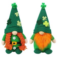 2 Pack St Patrick's Day Gnomes Plush Decorations  Green Irish Lerechaun Tomte Elf