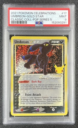 UMBREON PSA 9 2021 POKEMON SWSH CELEBRATIONS #17/17 CLASSIC COLL POP SERIES 5