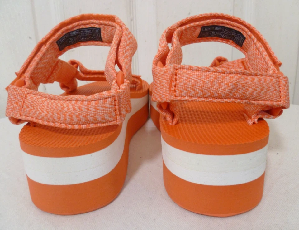 TEVA Sandalias Plataforma Plana NARANJA/CORAL Y BLANCO Zapatos Universales 1008844 talla 8 Foto 4 de 4