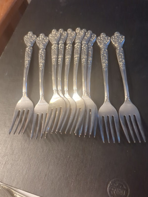 10 Versailles Stainless By MSI Japan 6 3/8'' Salad Forks Rose Pattern Vtg