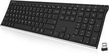 2.4G Wireless Keyboard Stainless Steel Ultra Slim Full Size Keyboard with Numeri