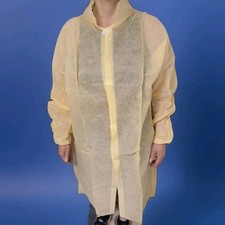  10 Disposable Polypropylene Heavy Duty Lab Coats/Gowns Yellow XL No Pockets