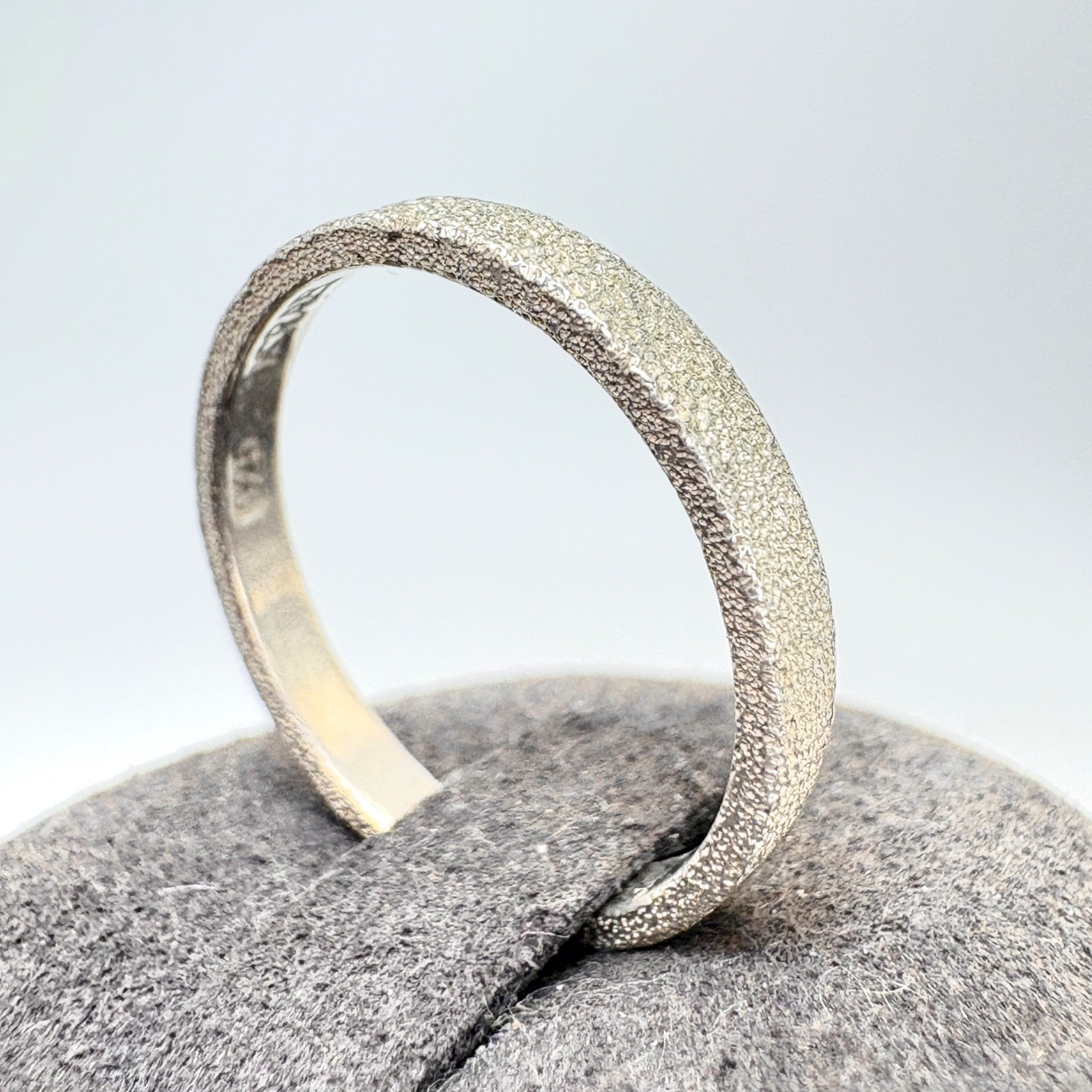 VTG Solid Sterling Silver 925 Rough Textured Wedd… - image 3