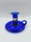 BLENKO Cobalt Blue Candleholder Hand Blown Beautiful Art Glass CANDLE STICKS