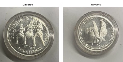 1 Troy Oz .999 Silver Mint Coin 1976 US Bi-Centennial Eagle Bell  Silver!!