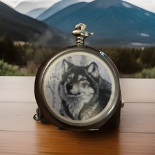 Wolf Design Vintage Pocket Watch Silver Tone Quartz Al Agnew