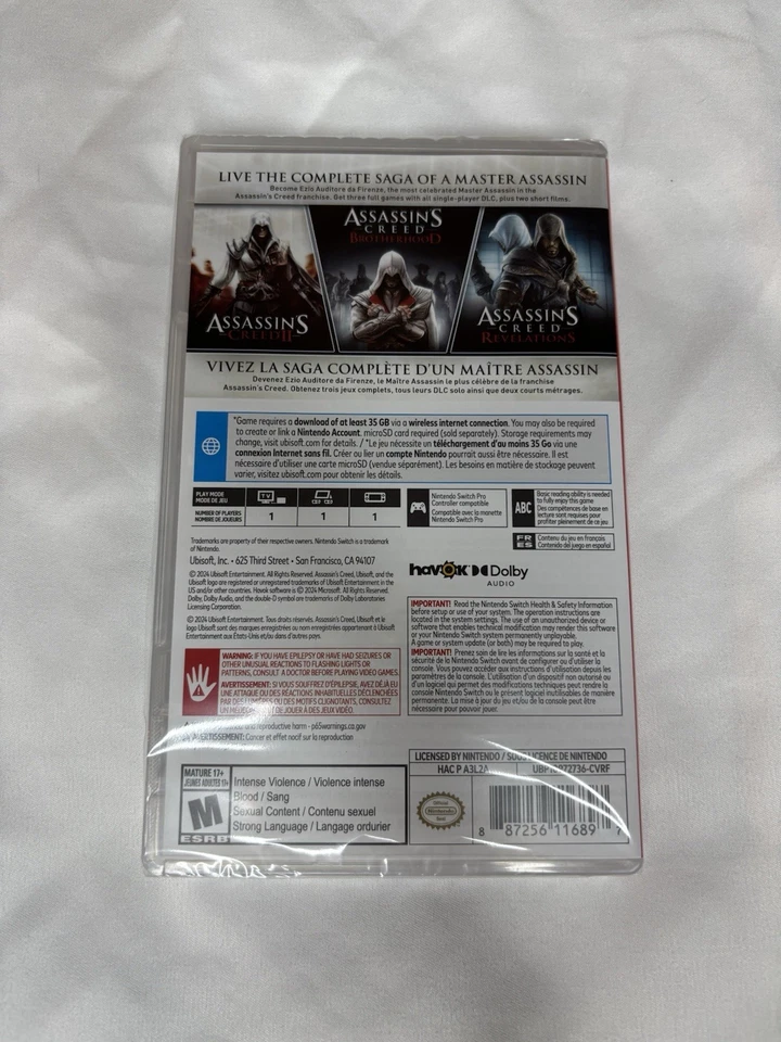 Assassins Creed The Ezio Collection Nintendo Switch NEW - Three Game DOWNLOAD - Image 2 of 2