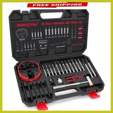 25-Piece  Steel Pin Punch Set with Interchangeable Hammer & Bench Block