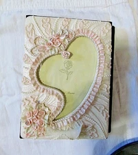 New photo Album w Floral Resin Heart Cover-Wedding, Christening, Valentine' sDay