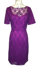 Ivy Blu Maggy Boutique Lace Sheath Dress Sz 10 Purple Knee Length Career Office