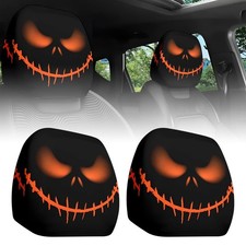 2PCS Car Head Rest Cover Halloween Funny Car Seat Headrest Protector Cover OY