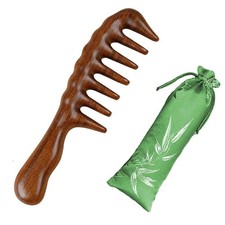 Thicken Wooden Wide Tooth Comb for Curly HairLarge No-static Handmade 100 Na...