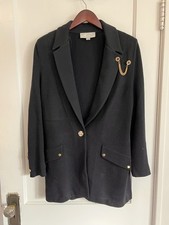 St. John Collection by Marie Black Knit Blazer Jacket Metal Buttons Size 8 MiUSA