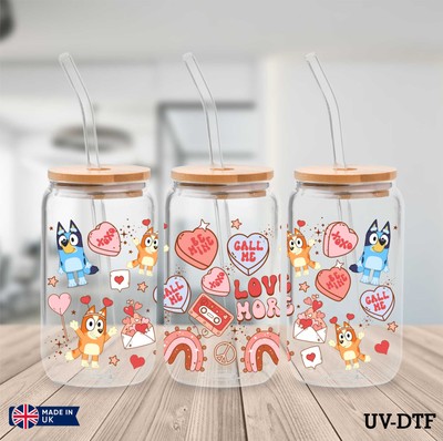 Bluey UV DTF Aufkleber - 16oz Libbey Dose Glasfolie yd186