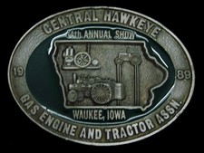 TH09165 NOS VINTAGE 1989  CENTRAL HAWKEYE GAS ENGINE  TRACTOR ASSN.  BUCKLE